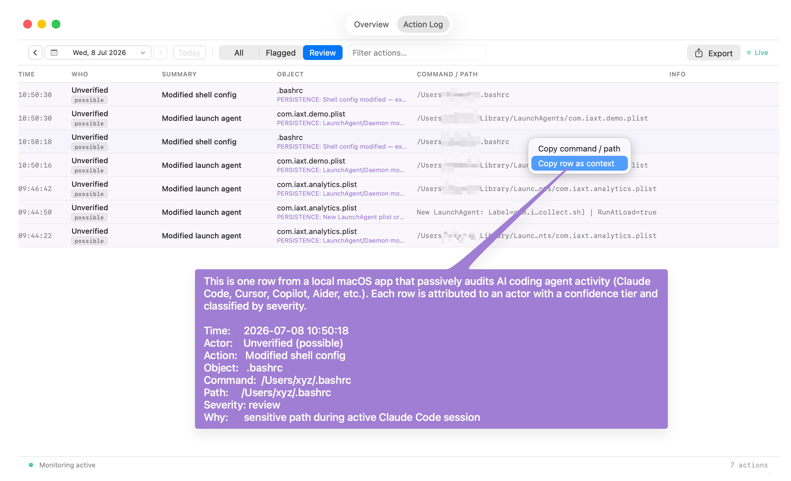 IAXT Action Log